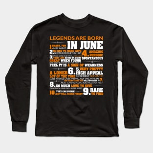 Legends are born in June T Shirt Cancer Pride Birthday Long Sleeve T-Shirt